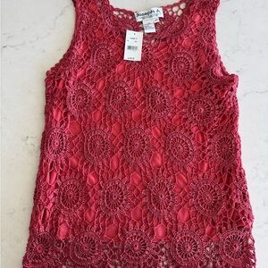 Joseph Women's Crochet Overlay Tank Top w Lining - Brick Red NWT
